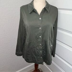 Soft Surroundings Long Sleeve Button Front Blouse Shirt Top